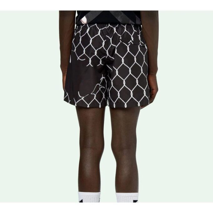 Shorts med portretttrykk, svart og hvit