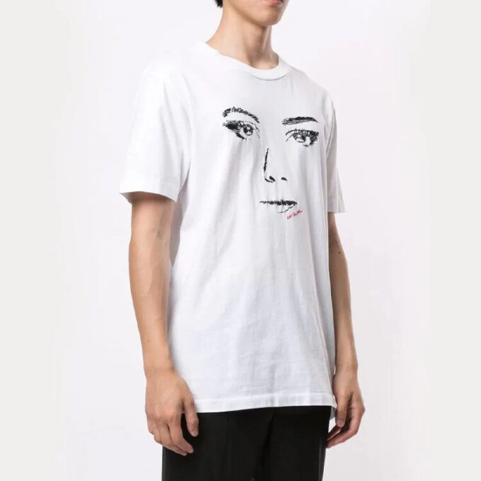 Sketch-trykk, kort ermet, hvit, unisex