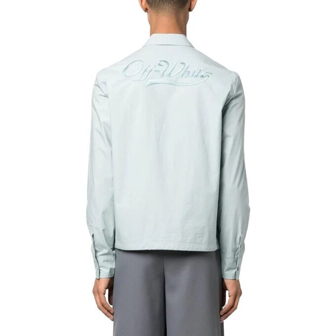 Skjorte med brodert logo og glidelås «Blue»