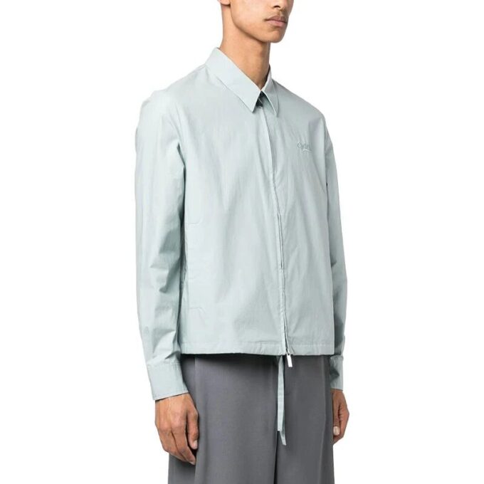 Skjorte med brodert logo og glidelås «Blue»
