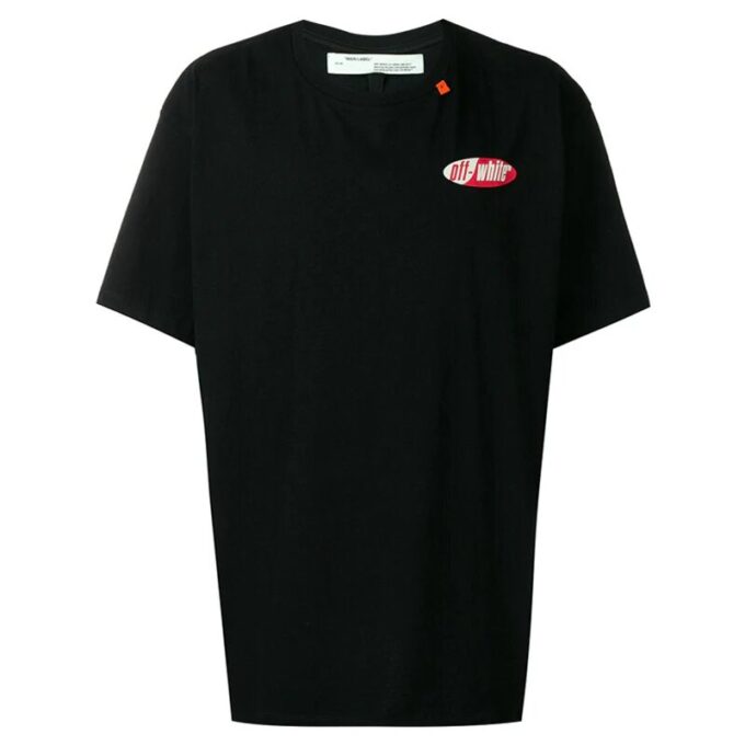 Slim Fit Split Logo Print T-skjorte /Hvit/Rød