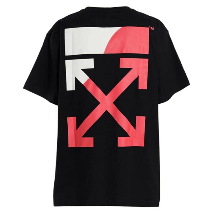 Slim Fit Split Logo Print T-skjorte /Hvit/Rød