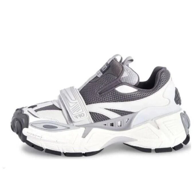 Sneakers med fargeblokker i hvit og grå &laquo;Dark Grey White&raquo;