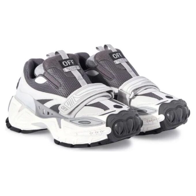 Sneakers med fargeblokker i hvit og grå &laquo;Dark Grey White&raquo;