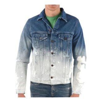 Splash Ink Gradient Denimjakke Løs passform Grå Hvit