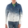 Splash Ink Gradient Denimjakke Løs passform Grå Hvit