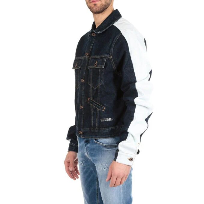 Spleiset ermet Denim-jakke blå