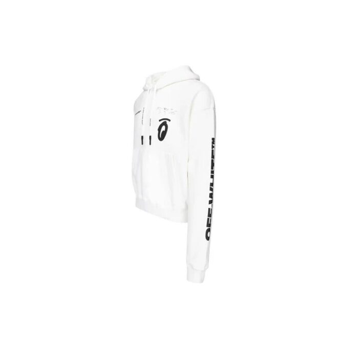 Split Arrows Fleece med hette for menn, hvit
