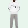 Split Arrows Fleece med hette for menn, hvit