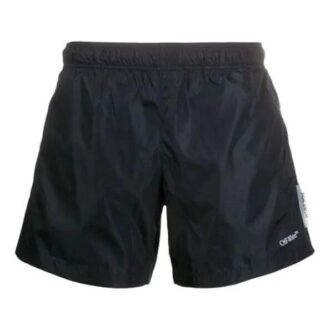 Sportsbadehose med logoapplikasjon for menn, svart