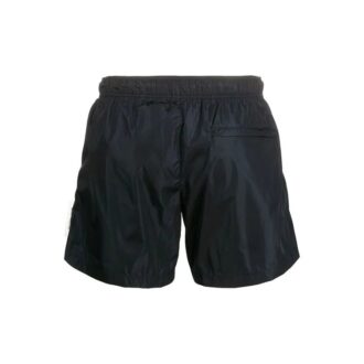 Sportsbadehose med logoapplikasjon for menn, svart
