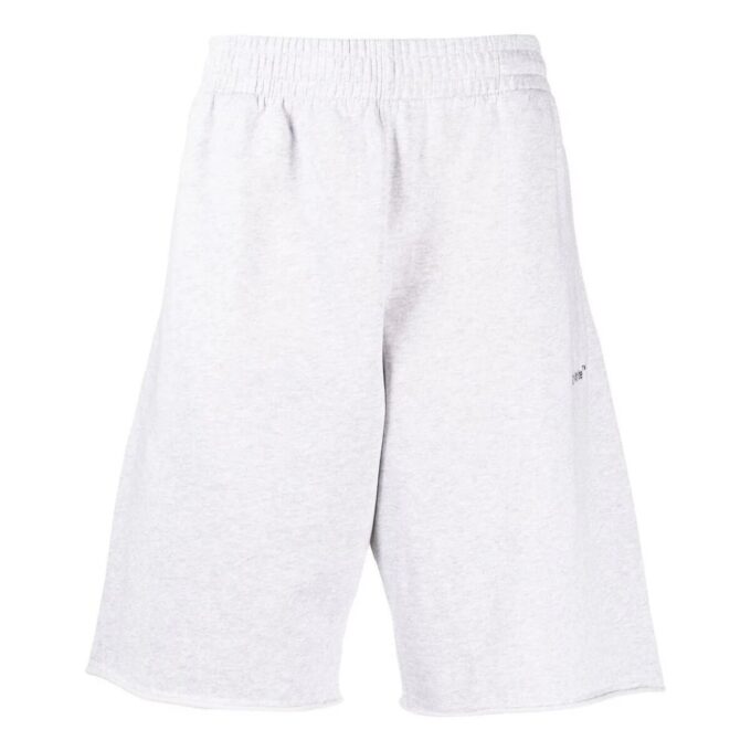 Sportsshorts i ensfarget med logo-trykk og elastisk linning, versjon hvit
