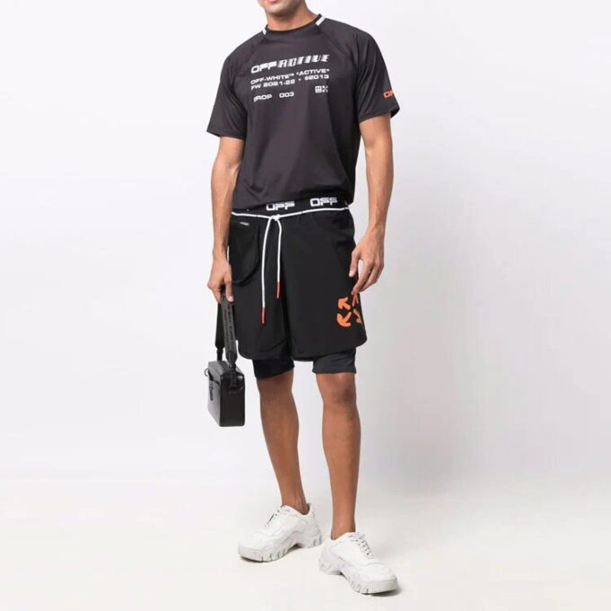 Sportsshorts med aktivt pilemønster, svart
