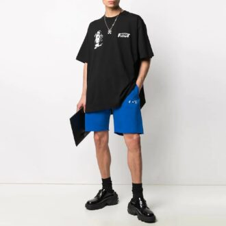 Sportsshorts med logotrykk, slim fit-versjon, blå