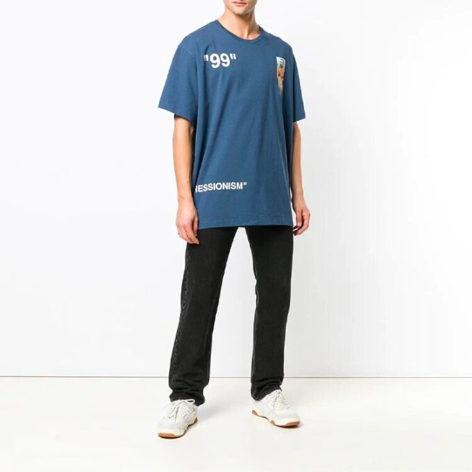SS19 99 Sommer Oversize-skjorte i bomull med grafisk trykk