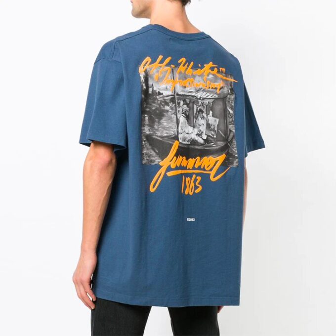 SS19 99 Sommer Oversize-skjorte i bomull med grafisk trykk