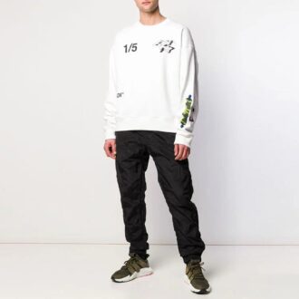 SS19 Fleece med tegneseriefigurer for menn, hvit
