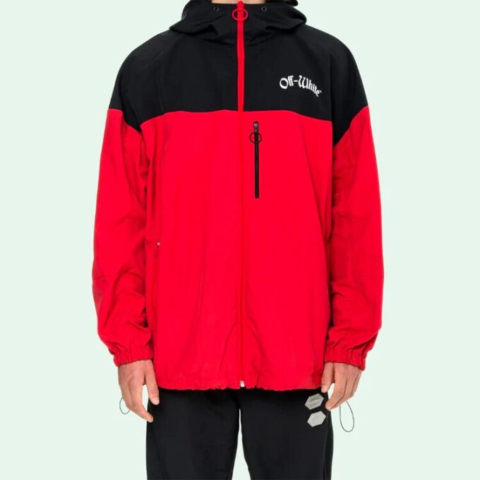 SS19 Herre-vindjakke med hette og logo «Rød-svart»