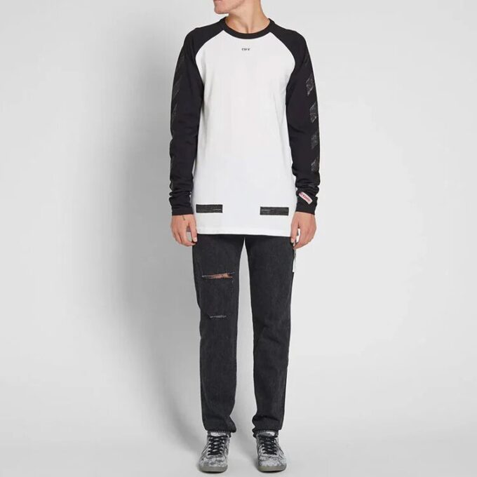 SS19 raglanermer Colorblock Arrows Langermet Vanlig versjon Hvit