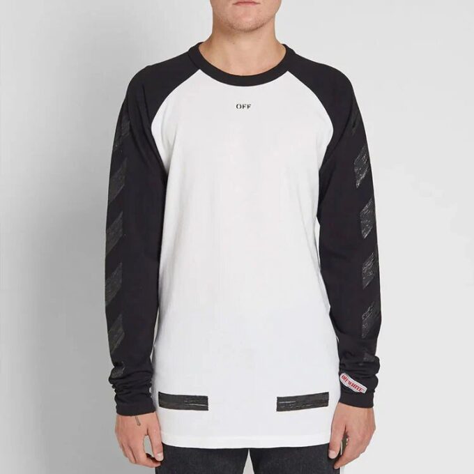 SS19 raglanermer Colorblock Arrows Langermet Vanlig versjon Hvit
