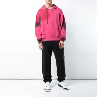 SS19 spray Bomullsfleece med hette for menn, rosa