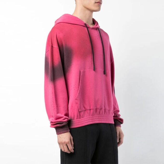 SS19 spray Bomullsfleece med hette for menn, rosa