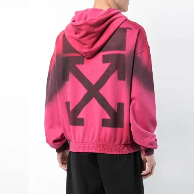SS19 spray Bomullsfleece med hette for menn, rosa