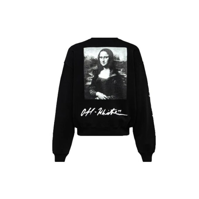 SS19 Svart herre-genser med Mona Lisa-logo og rund hals