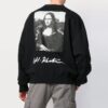 SS19 Svart herre-genser med Mona Lisa-logo og rund hals