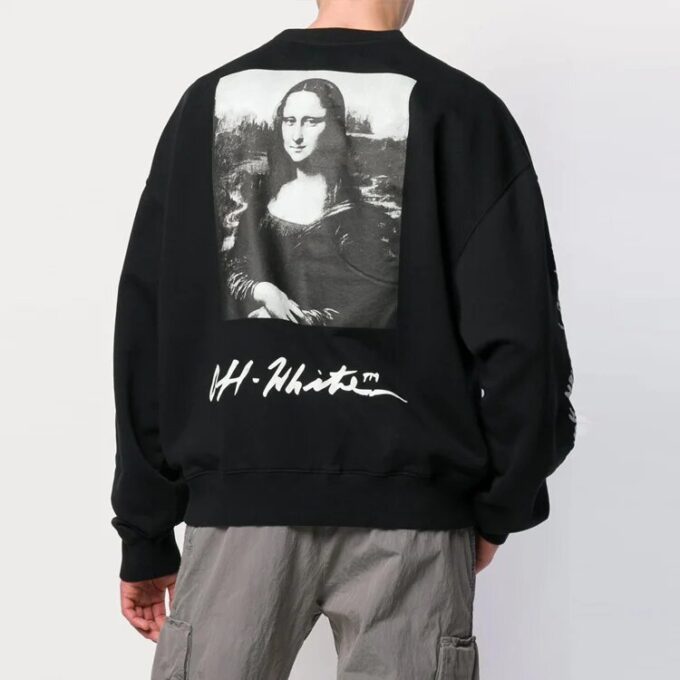 SS19 Svart herre-genser med Mona Lisa-logo og rund hals