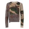 SS19 Trykt bomullspullover i fleece for menn, kamuflasje