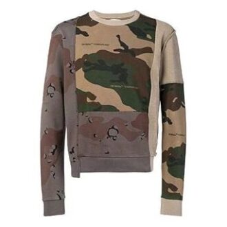 SS19 Trykt bomullspullover i fleece for menn, kamuflasje