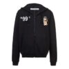 SS19 Trykt hettefleece for menn, svart