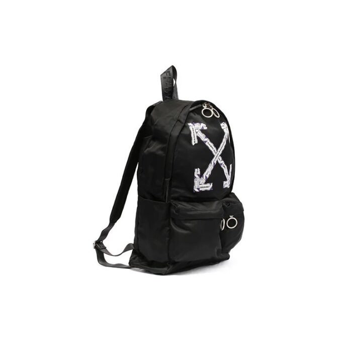 SS20 Airport Tape Svart ryggsekk Arrow Print Ryggsekk Svart