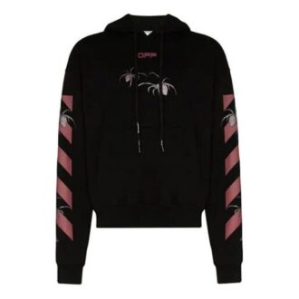 SS20 Spider Arrows-trykk, fleece med hette, menn, svart