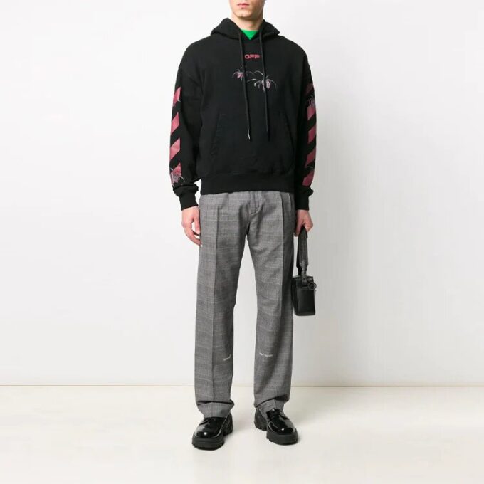 SS20 Spider Arrows-trykk, fleece med hette, menn, svart