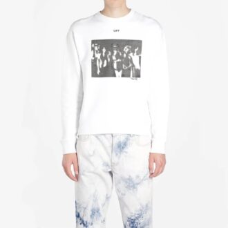 SS20 Spray Paint Effect herre-logo-langermet genser med rund hals