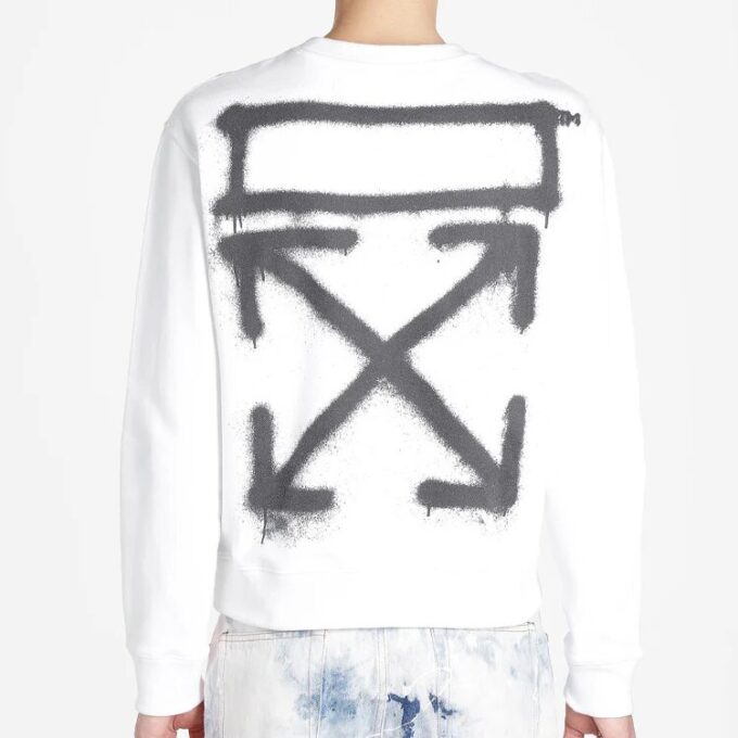SS20 Spray Paint Effect herre-logo-langermet genser med rund hals