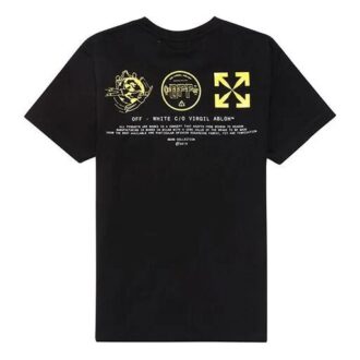 SS20 Svart bomulls-T-skjorte med symboler, kort ermet, herre, logo, normal passform