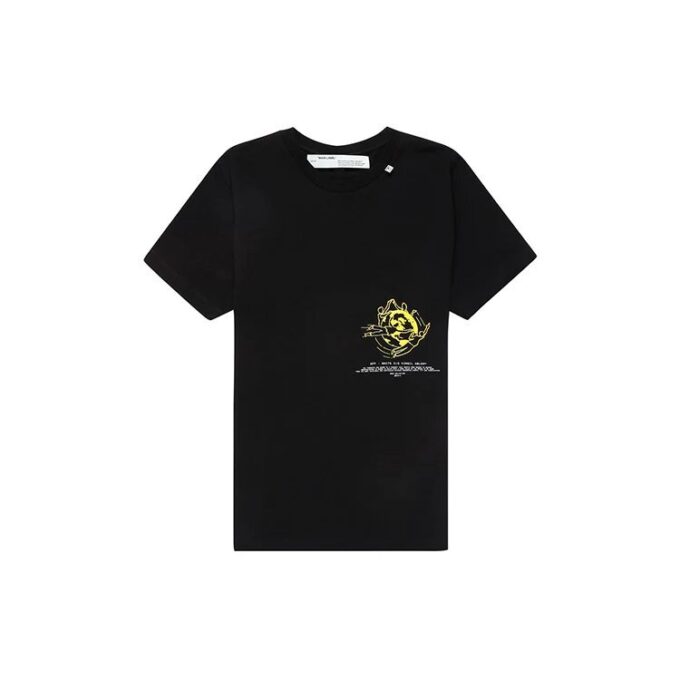 SS20 Svart bomulls-T-skjorte med symboler, kort ermet, herre, logo, normal passform