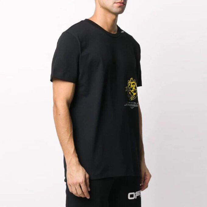 SS20 Svart bomulls-T-skjorte med symboler, kort ermet, herre, logo, normal passform