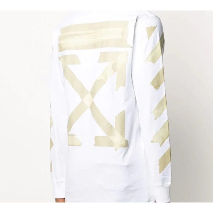 SS20 Tape Arrow-trykk Langermet Herre Hvit
