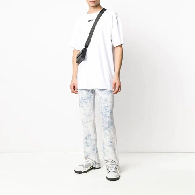 SS20 Wavy Line hvit kortermet oversize
