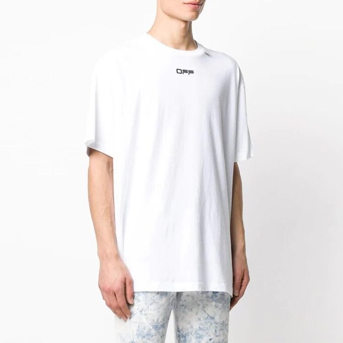SS20 Wavy Line hvit kortermet oversize