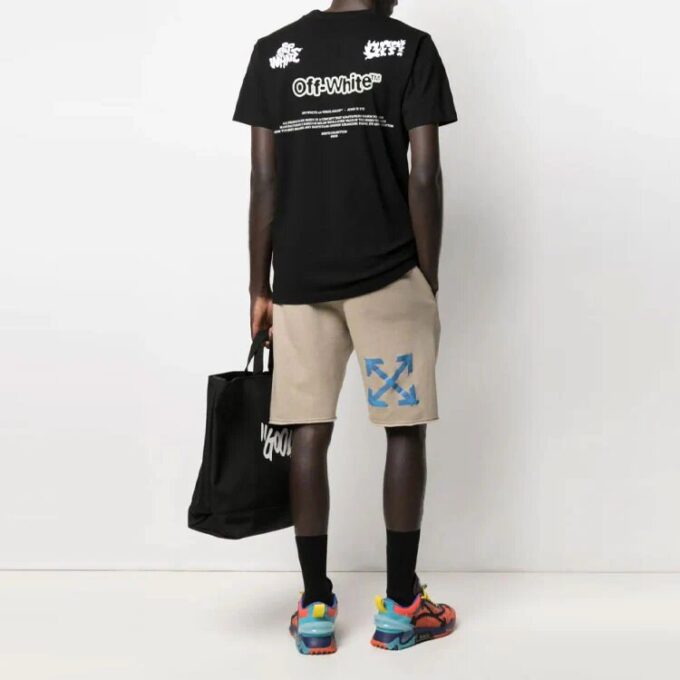 SS21 Adam Is Eve Logo-trykk Rund hals Shorts Kort erme Vanlig versjon Svart
