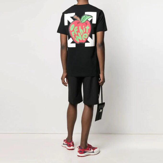 SS21 Arrow Apple-trykk, uformelle kortærmede Shorts, standardversjon, svart
