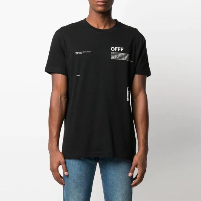 SS21 Arrows-trykk Rund hals Trykk Kort erme Vanlig versjon Svart