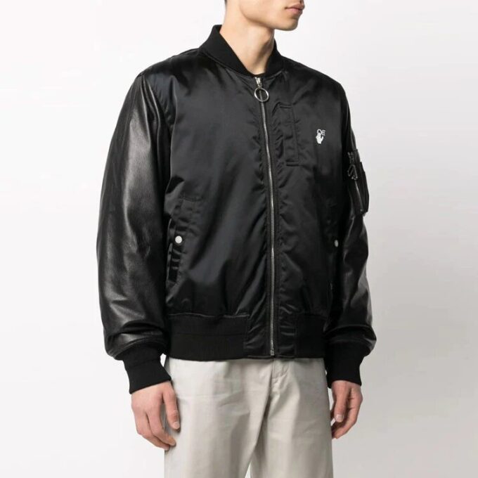 SS21 aviator-logo-trykk, skjøtet jakke, svart