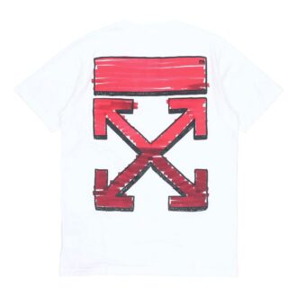 SS21 Back Arrow Logo-trykk Rundhalset genser med korte ermer Hvit