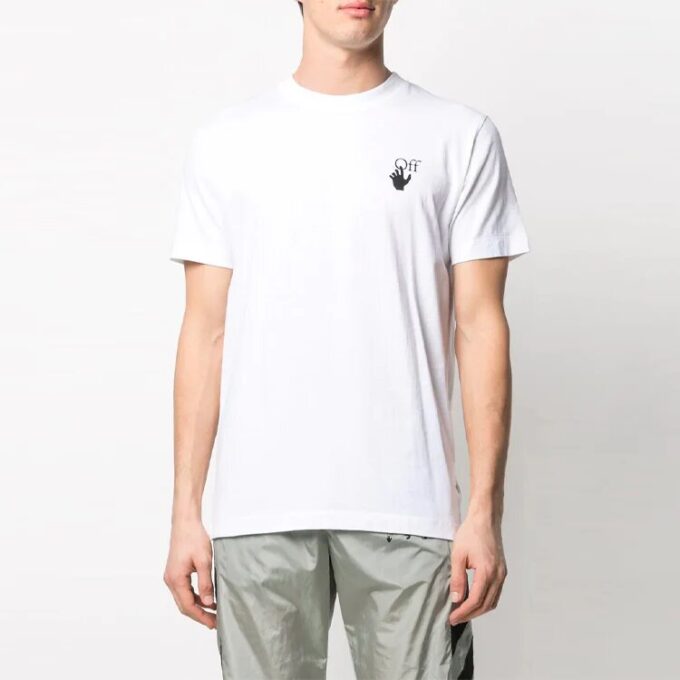 SS21 Back Arrow Logo-trykk Rundhalset genser med korte ermer Hvit